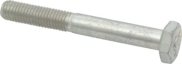 Made in USA - 1/4-28 UNF, 2" Length Under Head Hex Head Cap Screw - Partially Threaded, Grade 5 Steel, Zinc-Plated Finish, 1/2" Hex - Benchmark Tooling
