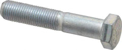 Made in USA - 3/8-24 UNF, 2" Length Under Head Hex Head Cap Screw - Partially Threaded, Grade 5 Steel, Zinc-Plated Finish, 9/16" Hex - Benchmark Tooling
