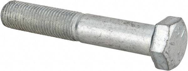 Made in USA - 3/8-24 UNF, 2-1/4" Length Under Head Hex Head Cap Screw - Partially Threaded, Grade 5 Steel, Zinc-Plated Finish, 9/16" Hex - Benchmark Tooling
