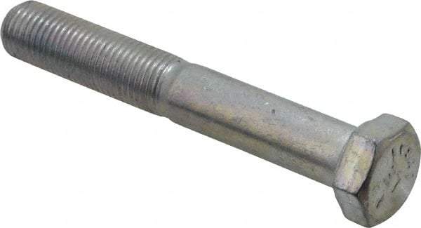Made in USA - 3/8-24 UNF, 2-1/2" Length Under Head Hex Head Cap Screw - Partially Threaded, Grade 5 Steel, Zinc-Plated Finish, 9/16" Hex - Benchmark Tooling