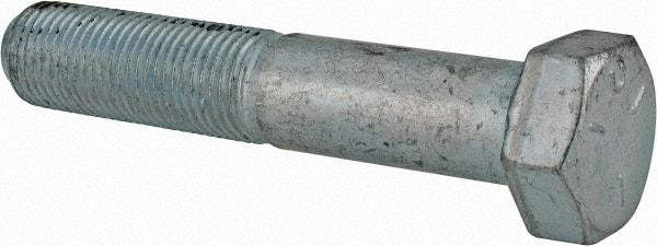 Made in USA - 1/2-20 UNF, 2-3/4" Length Under Head Hex Head Cap Screw - Partially Threaded, Grade 5 Steel, Zinc-Plated Finish, 3/4" Hex - Benchmark Tooling