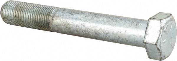 Made in North America - 3/4-16 UNF, 5" Length Under Head Hex Head Cap Screw - Partially Threaded, Grade 5 Steel, Zinc-Plated Finish, 1-1/8" Hex - Benchmark Tooling