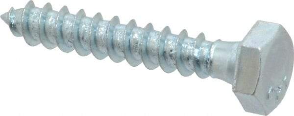 Value Collection - 1/4" Screw, 1-1/2" Length Under Head, Steel, Hex Head Lag Screw - Zinc Plated, Grade 2 - Benchmark Tooling