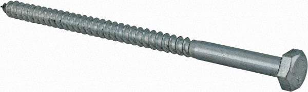 Value Collection - 1/4" Screw, 4-1/2" Length Under Head, Steel, Hex Head Lag Screw - Zinc Plated, Grade 2 - Benchmark Tooling