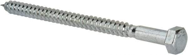 Value Collection - 5/16" Screw, 4-1/2" Length Under Head, Steel, Hex Head Lag Screw - Zinc Plated, Grade 2 - Benchmark Tooling