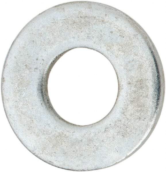 Value Collection - #10 Screw, Steel USS Flat Washer - 3/16" ID x 9/16" OD, 0.0469" Thick, Zinc-Plated Finish - Benchmark Tooling