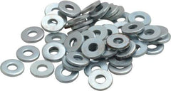 Value Collection - #6 Screw, Steel SAE Flat Washer - 5/32" ID x 3/8" OD, 0.036" Thick, Zinc-Plated Finish - Benchmark Tooling
