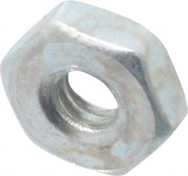 Value Collection - #2-56 UNC Steel Right Hand Machine Screw Hex Nut - 3/16" Across Flats, 1/16" High, Zinc Clear Finish - Benchmark Tooling