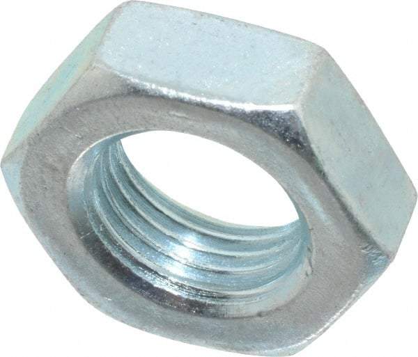 Value Collection - 9/16-18 UNF Steel Right Hand Hex Jam Nut - 7/8" Across Flats, 5/16" High, Zinc-Plated Finish - Benchmark Tooling