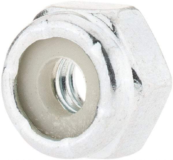 Value Collection - #10-24 UNC Grade 2 Hex Lock Nut with Nylon Insert - 3/8" Width Across Flats, 1/4" High, Zinc-Plated Finish - Benchmark Tooling