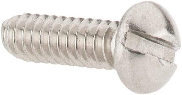 Value Collection - #4-40 UNC, 3/8" Length Under Head Slotted Drive Machine Screw - Round Head, Grade 18-8 Stainless Steel, Uncoated, Without Washer - Benchmark Tooling