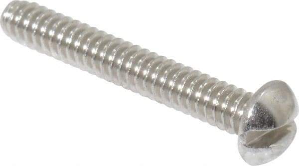 Value Collection - #4-40 UNC, 3/4" Length Under Head Slotted Drive Machine Screw - Round Head, Grade 18-8 Stainless Steel, Uncoated, Without Washer - Benchmark Tooling