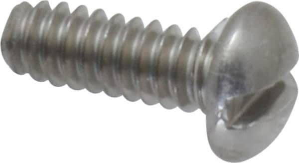 Value Collection - #6-32 UNC, 3/8" Length Under Head Slotted Drive Machine Screw - Round Head, Grade 18-8 Stainless Steel, Uncoated, Without Washer - Benchmark Tooling