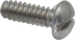 Value Collection - #6-32 UNC, 3/8" Length Under Head Slotted Drive Machine Screw - Round Head, Grade 18-8 Stainless Steel, Uncoated, Without Washer - Benchmark Tooling