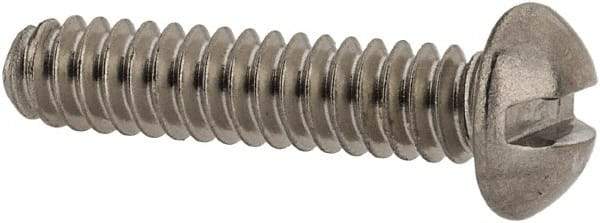Value Collection - #6-32 UNC, 5/8" Length Under Head Slotted Drive Machine Screw - Round Head, Grade 18-8 Stainless Steel, Uncoated, Without Washer - Benchmark Tooling