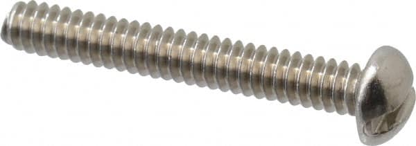 Value Collection - #6-32 UNC, 1" Length Under Head Slotted Drive Machine Screw - Round Head, Grade 18-8 Stainless Steel, Uncoated, Without Washer - Benchmark Tooling
