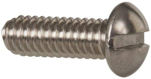 Value Collection - #8-32 UNC, 1/2" Length Under Head Slotted Drive Machine Screw - Round Head, Grade 18-8 Stainless Steel, Uncoated, Without Washer - Benchmark Tooling