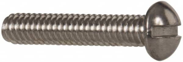 Value Collection - #8-32 UNC, 7/8" Length Under Head Slotted Drive Machine Screw - Round Head, Grade 18-8 Stainless Steel, Uncoated, Without Washer - Benchmark Tooling