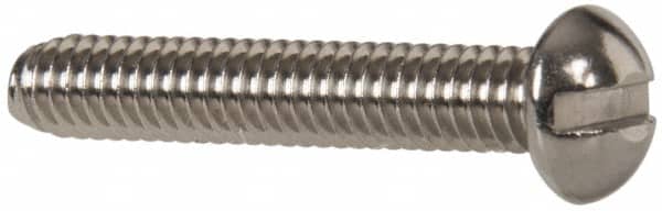 Value Collection - #8-32 UNC, 1" Length Under Head Slotted Drive Machine Screw - Round Head, Grade 18-8 Stainless Steel, Uncoated, Without Washer - Benchmark Tooling