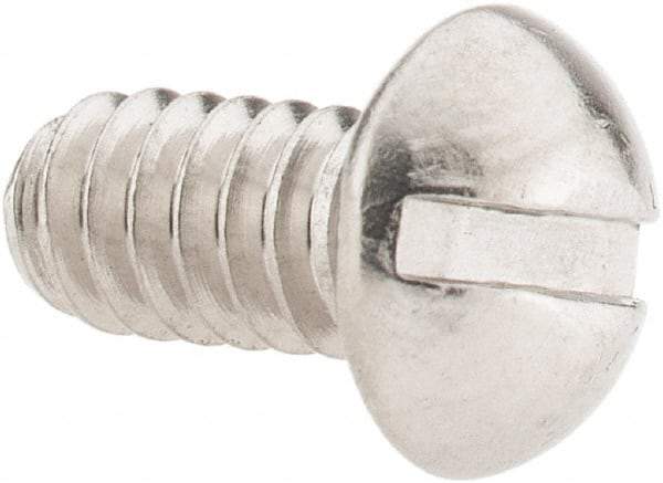 Value Collection - #10-24 UNC, 3/8" Length Under Head Slotted Drive Machine Screw - Round Head, Grade 18-8 Stainless Steel, Uncoated, Without Washer - Benchmark Tooling