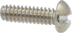 Value Collection - #10-24 UNC, 5/8" Length Under Head Slotted Drive Machine Screw - Round Head, Grade 18-8 Stainless Steel, Uncoated, Without Washer - Benchmark Tooling