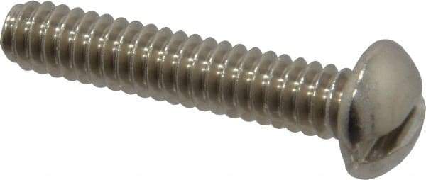 Value Collection - #10-24 UNC, 1" Length Under Head Slotted Drive Machine Screw - Round Head, Grade 18-8 Stainless Steel, Uncoated, Without Washer - Benchmark Tooling