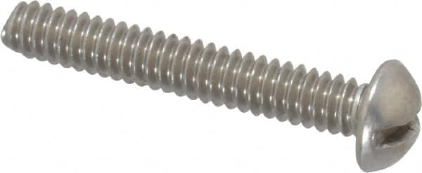 Value Collection - #10-24 UNC, 1-1/4" Length Under Head Slotted Drive Machine Screw - Round Head, Grade 18-8 Stainless Steel, Uncoated, Without Washer - Benchmark Tooling