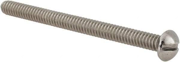 Value Collection - #10-24 UNC, 2-1/2" Length Under Head Slotted Drive Machine Screw - Round Head, Grade 18-8 Stainless Steel, Uncoated, Without Washer - Benchmark Tooling