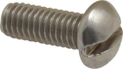 Value Collection - #10-32 UNF, 1/2" Length Under Head Slotted Drive Machine Screw - Round Head, Grade 18-8 Stainless Steel, Uncoated, Without Washer - Benchmark Tooling