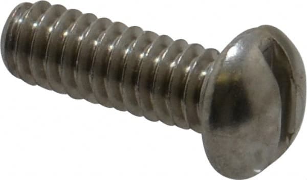 Value Collection - 1/4-20 UNC, 3/4" Length Under Head Slotted Drive Machine Screw - Round Head, Grade 18-8 Stainless Steel, Without Washer - Benchmark Tooling