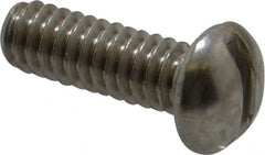 Value Collection - 1/4-20 UNC, 3/4" Length Under Head Slotted Drive Machine Screw - Round Head, Grade 18-8 Stainless Steel, Without Washer - Benchmark Tooling