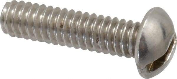 Value Collection - 1/4-20 UNC, 1" Length Under Head Slotted Drive Machine Screw - Round Head, Grade 18-8 Stainless Steel, Uncoated, Without Washer - Benchmark Tooling