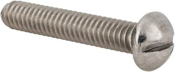 Value Collection - 1/4-20 UNC, 1-1/2" Length Under Head Slotted Drive Machine Screw - Round Head, Grade 18-8 Stainless Steel, Uncoated, Without Washer - Benchmark Tooling