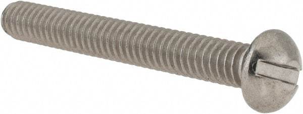 Value Collection - 1/4-20 UNC, 2" Length Under Head Slotted Drive Machine Screw - Round Head, Grade 18-8 Stainless Steel, Uncoated, Without Washer - Benchmark Tooling