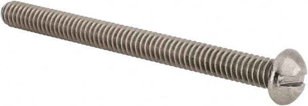 Value Collection - 1/4-20 UNC, 3" Length Under Head Slotted Drive Machine Screw - Round Head, Grade 18-8 Stainless Steel, Uncoated, Without Washer - Benchmark Tooling