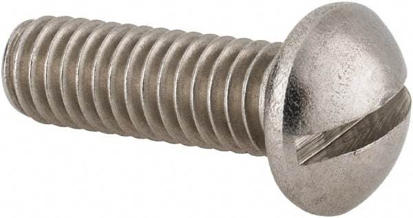 Value Collection - 5/16-18 UNC, 1" Length Under Head Slotted Drive Machine Screw - Round Head, Grade 18-8 Stainless Steel, Uncoated, Without Washer - Benchmark Tooling