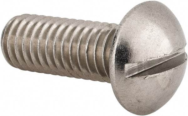 Value Collection - 3/8-16 UNC, 1" Length Under Head Slotted Drive Machine Screw - Round Head, Grade 18-8 Stainless Steel, Uncoated, Without Washer - Benchmark Tooling