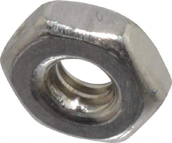 Value Collection - #2-56 UNC Stainless Steel Right Hand Machine Screw Hex Nut - 3/16" Across Flats, 1/16" High, Uncoated - Benchmark Tooling