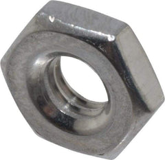 Value Collection - #10-32 UNF Stainless Steel Right Hand Machine Screw Hex Nut - 3/8" Across Flats, 1/8" High, Uncoated - Benchmark Tooling