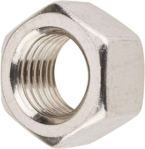 Value Collection - 3/8-24 UNF Stainless Steel Right Hand Hex Nut - 9/16" Across Flats, 21/64" High, Uncoated - Benchmark Tooling