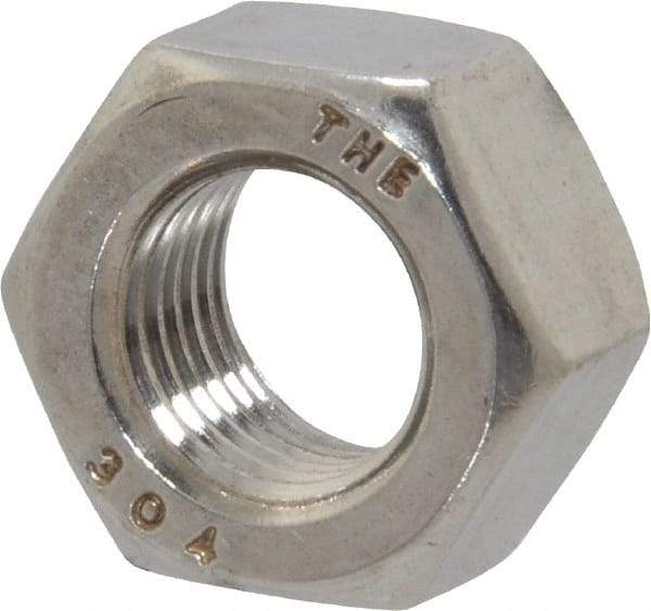 Value Collection - 7/16-20 UNF Stainless Steel Right Hand Hex Nut - 11/16" Across Flats, 3/8" High, Uncoated - Benchmark Tooling