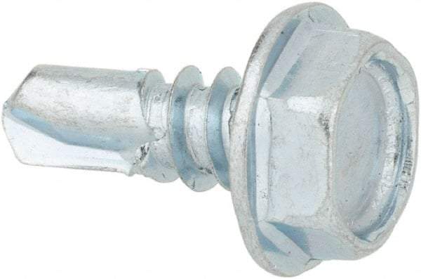 Value Collection - #10, Hex Washer Head, Hex Drive, 1/2" Length Under Head, #2 Point, Self Drilling Screw - Steel, Zinc-Plated Finish - Benchmark Tooling