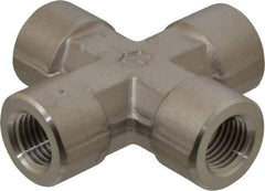 Ham-Let - 1/4" Grade 316 Stainless Steel Pipe Cross - FNPT End Connections, 6,200 psi - Benchmark Tooling
