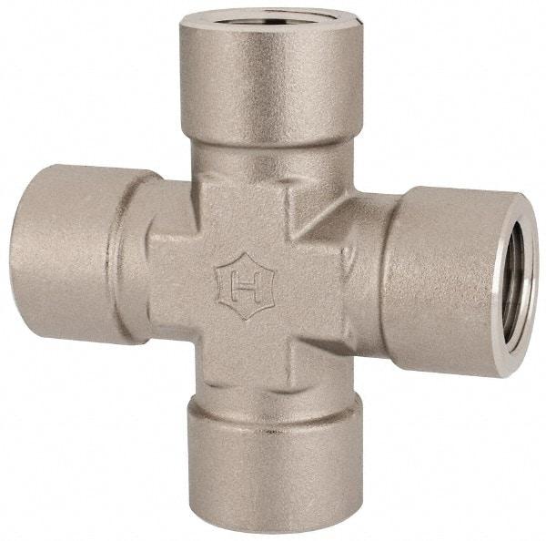 Ham-Let - 1/2" Grade 316 Stainless Steel Pipe Cross - FNPT End Connections, 4,600 psi - Benchmark Tooling