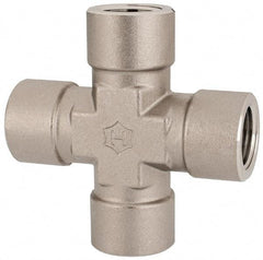 Ham-Let - 1/2" Grade 316 Stainless Steel Pipe Cross - FNPT End Connections, 4,600 psi - Benchmark Tooling
