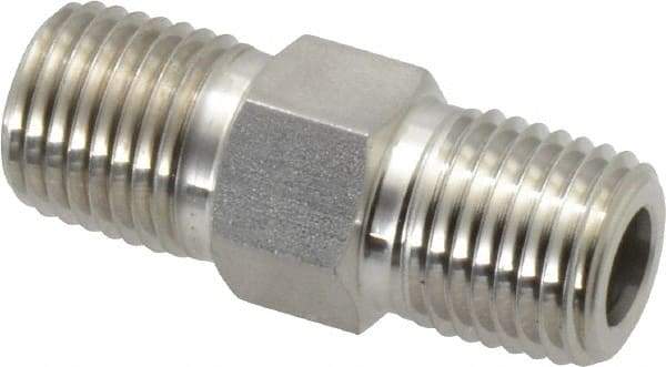 Ham-Let - 1/4" Grade 316 Stainless Steel Pipe Hex Nipple - MNPT End Connections, 7,500 psi - Benchmark Tooling