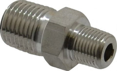 Ham-Let - 1/4 x 1/8" Grade 316 Stainless Steel Pipe Hex Nipple - MNPT End Connections, 7,500 psi - Benchmark Tooling