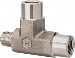Ham-Let - 1/8" Grade 316 Stainless Steel Pipe Street Tee - MNPT x FNPT x FNPT End Connections, 6,100 psi - Benchmark Tooling