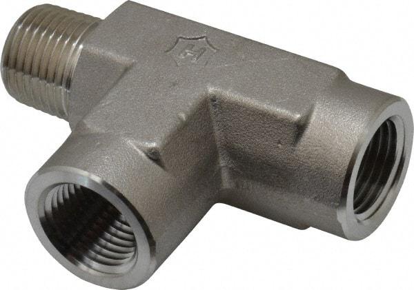 Ham-Let - 1/2" Grade 316 Stainless Steel Pipe Street Tee - MNPT x FNPT x FNPT End Connections, 4,600 psi - Benchmark Tooling