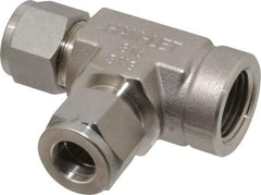 Ham-Let - 1/2" OD, Grade 316Stainless Steel Female Run Tee - Comp x FNPT x Comp Ends - Benchmark Tooling